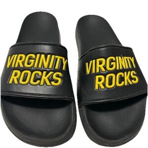 Danny Duncan YouTuber Virginity Rocks Black and Yellow Slide Sandals slides sz10